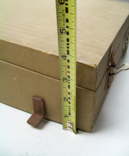 Vintage Langenau Mfg. Stampings Co. Oshkosh Holzscharnier konisch Box 20X13X4 - Bild 7 von 11
