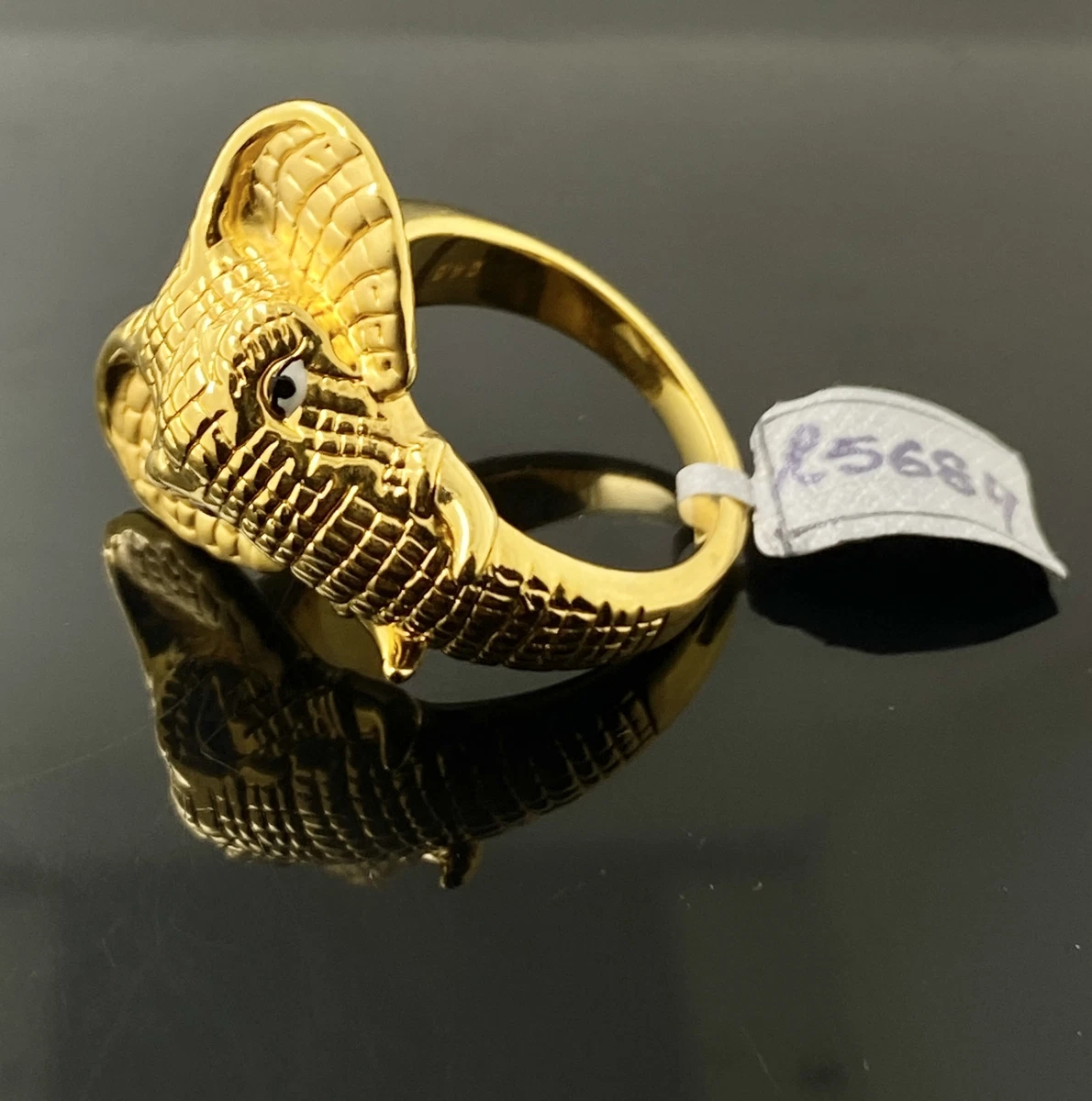 14K Gold Three Elephant Ring, Stacking Elephant Ring, Animal Gold Band Ring,  Good Luck Ring, Mother Elephant Ring, Valentines Day Gift