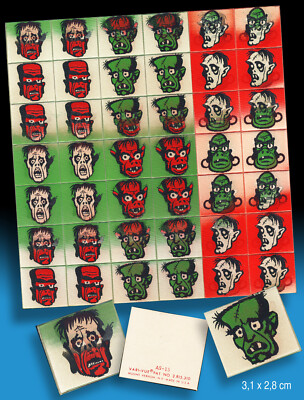 42 VARI VUE LENTICULARS MONSTER HORROR WEIRD FRANKENSTEIN 1960s rare UNCUT SHEET