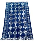 Handcrafted Handblock Cotton Rug Hand Block Print Rug Blue Rug Living Room Rug