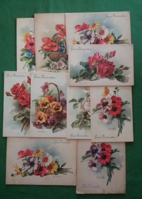 10 Cartoline da collezione con fiori di Silvio Bonelli anni '40/50 | eBay