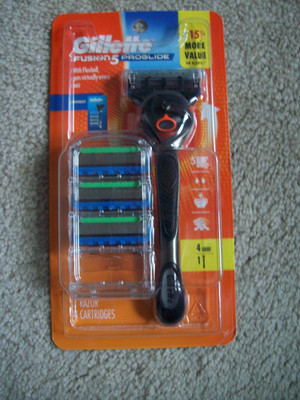 GILLETTE FUSION 5 PROGLIDE RAZOR HANDLE WITH FLEXBALL + 4 CARTRIDGES NEW