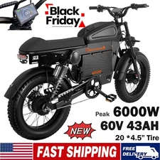 6000W Electric Motorcycle 60V 43AH Dual Motor 20*4.5inch Fat tire E-bike 45 mph