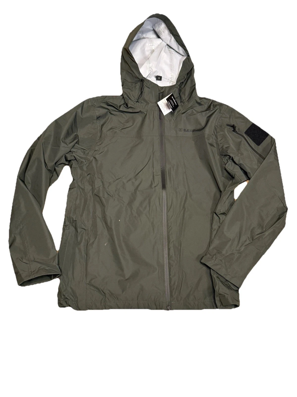 BAERSKIN Mens Size XL Army Green Waterproof Hooded Tactical Rain Jacket NWT