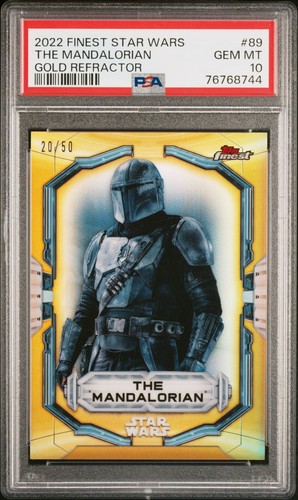 2022 TOPPS FINEST STAR WARS #89 THE MANDALORIAN GOLD REFRACTOR PSA 10 #20/50