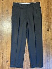 Kirkland Signature 36x32 Charcoal Wool Dress Pants Pleated Cuffed Made In Italy