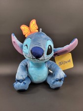 Disney Lilo  Stitch Blue/Purple STITCH 7" Plush w/ Butterfly on Head Toy NWT 