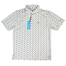 NWT Rhoback Polo Shirt M White All Over Golf Masters Azalea Collection Speedwalk