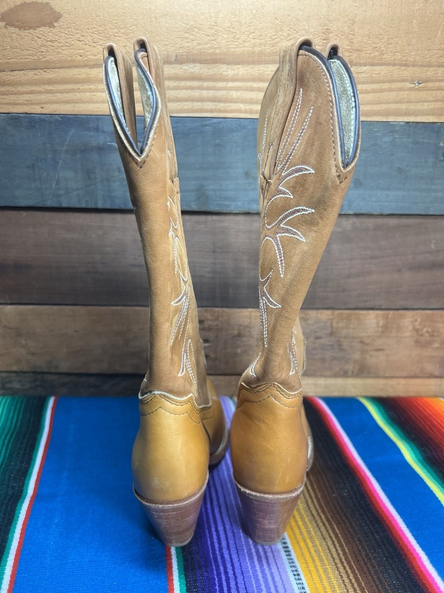 Vintage🔥 FRYE Sz 5.5 B Brown Leather Cowgirl Boots 6182