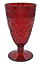 Fenton  Ruby #1720 Flower Windows Footed Ice Tea Tumbler