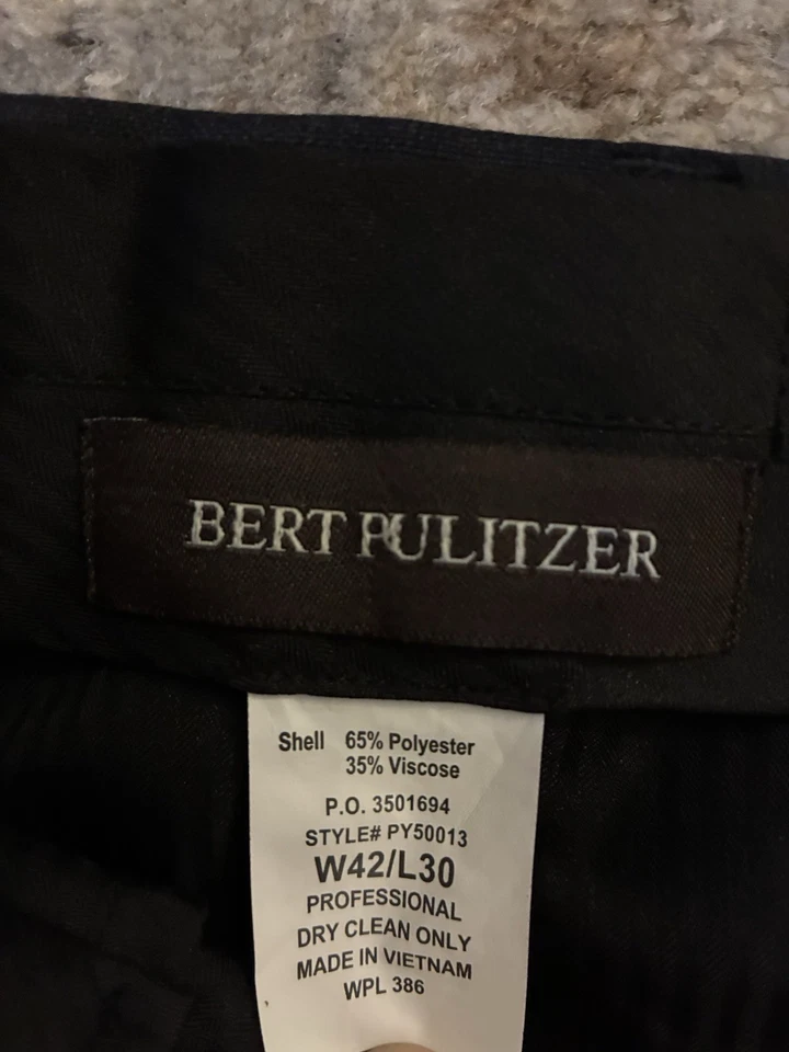 Pantalón de vestir para hombre BERT PULITZER negro 42X30 bolsillo elástico Foto 3 de 4