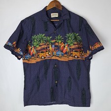 Vintage Royal Creations Hawaiian Shirt Mens Large Button Up S/S Surfboards USA