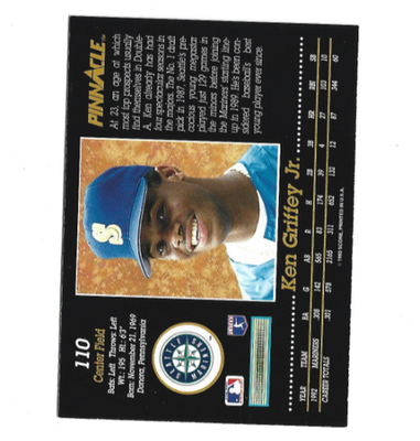 1993 Pinnacle Baseball Ken GRIFFEY Jr. #110 Seattle Mariners HOF