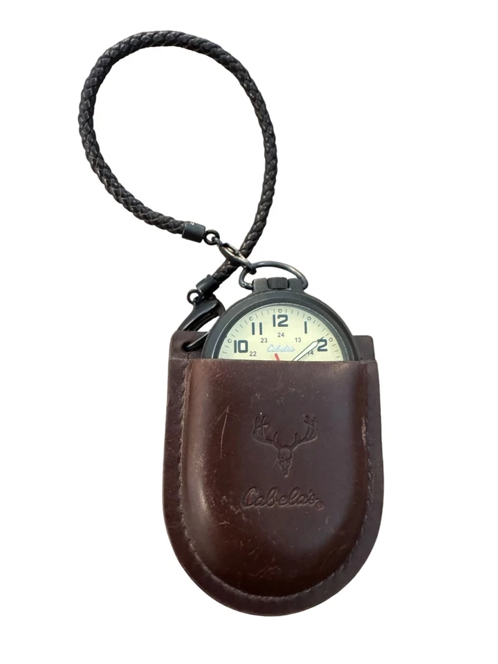 Cabela’s Pocket Watch With Leather Case Japan Movement Black/Brown Outdoor Gear - Image 4 of 4