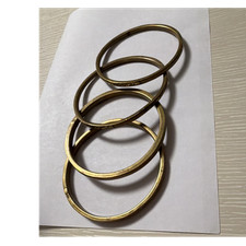 Stackable Gold Tone Metal Bangle Bracelet Set Lot of 4 Round, No Stone