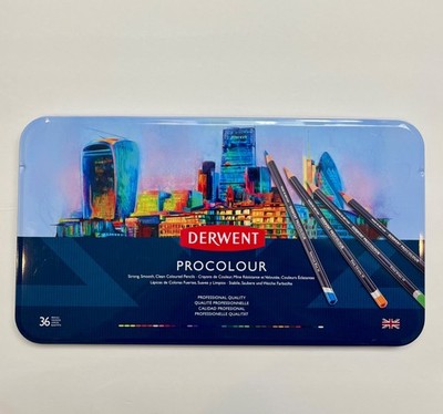 36 Derwent ProColour Coloured Pencils  Tin NIB UK Professional Colored Pencils 