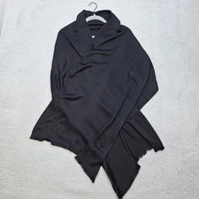 Black Soft Elegant Pashmina Scarf Fringed Edges Lightweight Wrap Shawl