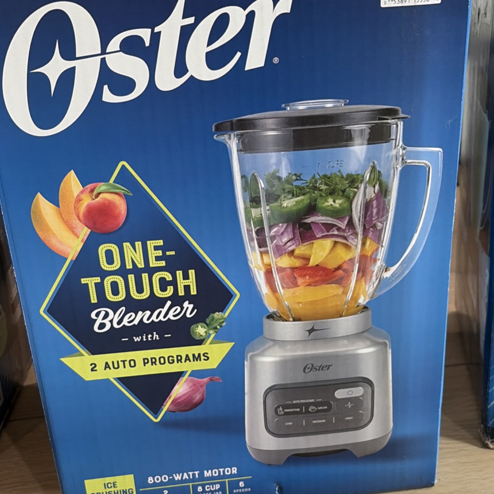 Oster OneTouch Blender 8-Cup Jar, 800W, 2 Auto Programs, Ice