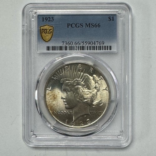 1923 Peace Silver Dollar $1 PCGS MS66 Gem Uncirculated Gold Shield - Toned
