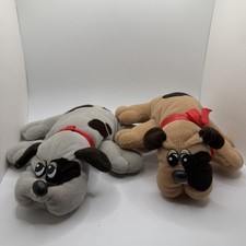 Vtg Lot of 2 1985 Tonka Pound Puppies Newborns Grey Tan 8" Korea 807802 807792