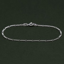 Genuine 925 Sterling Silver 1.9mm Diamond Cut Figaro Chain Bracelet