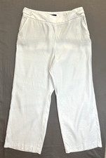 Talbots Lagenlook Linen Blend Wide Leg High Rise Pants Sz 12P Petites White READ