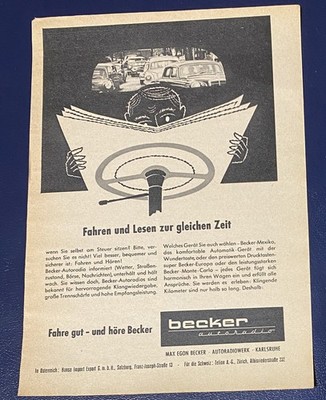 Werbeanzeige/advertisement A5:  becker autoradio   1958   (WA339)