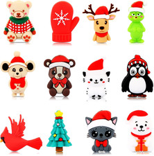 12 PCS 3D Christmas Animal Silicone Focal Beads for Pens, Focal Beads Bulk for K