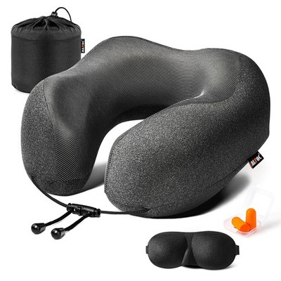Neck Pillow for Traveling, Upgraded 100% Pure Memory Foam Travel Neck Pillow ...