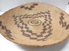 RARE2FIND ANTIQUE SHASTA N. CALIFORNIA INDIAN GAMBLING TRAY BASKET - GREAT DSGN