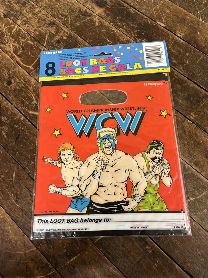 BOLSAS DE BOTÍN WCW 1991 DE COLECCIÓN FIGURA FIESTA DE CUMPLEAÑOS NWA WWF WWE HASBRO LJN RETRO Foto 4 de 4