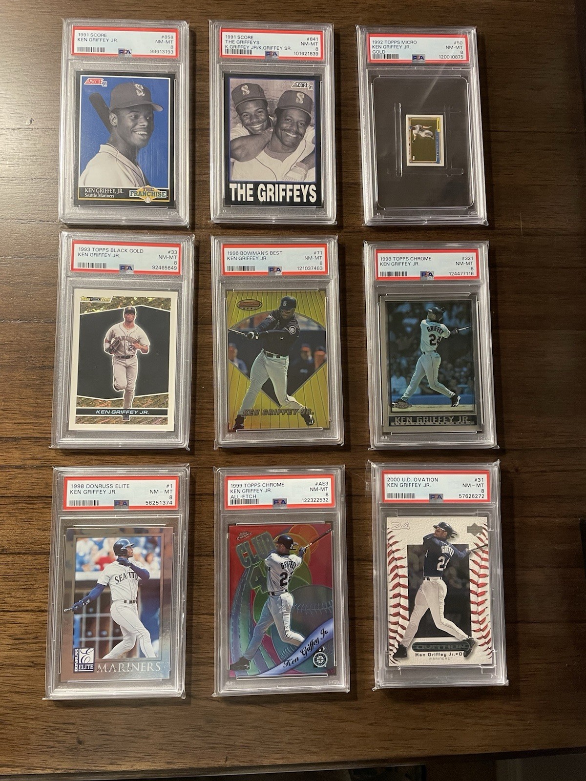 Ken Griffey Jr. 9 Card Lot All PSA 8