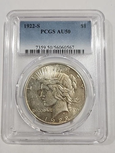 1922-S Peace Dollar PCGS AU50