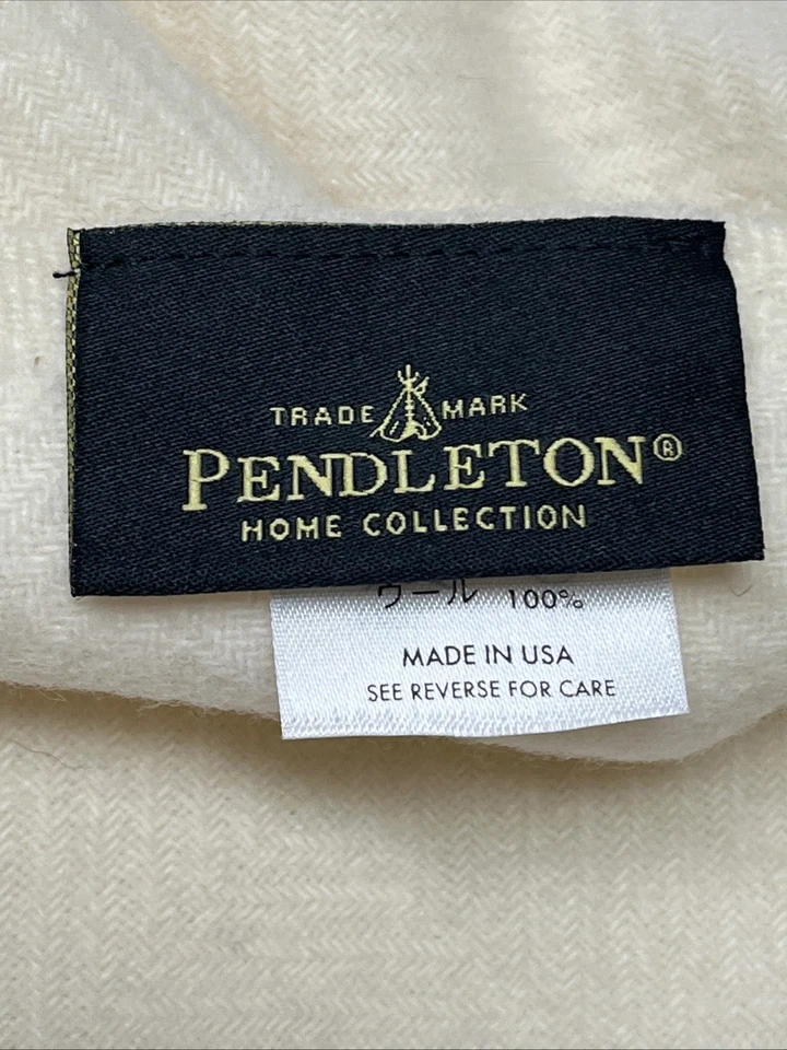 Pendleton Wool Blanket Throw Ivory Cream Made in USA 55X63” Home Collection EUC - Image 2 of 4