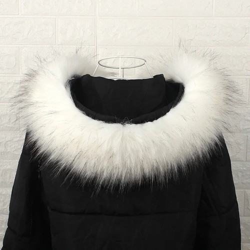 Sciarpa collo pelliccia sintetica donna uomo giacche invernali con cappuccio pelliccia orlo soffici rifiniture pelliccia - Foto 13 di 20