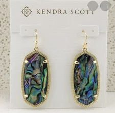 Kendra Scott Elle Gold Drop Earrings In Abalone Shell 14k Gold plated
