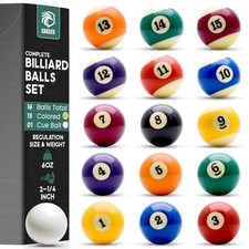 Professional Billiard Ball Set - 2-1/4" Regulation Pool Balls, High-Density Poly