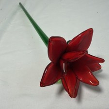 Vintage Glass Hand Blown Flower Bloom Stem Decorative 18.5&rdquo; Long broken pedals