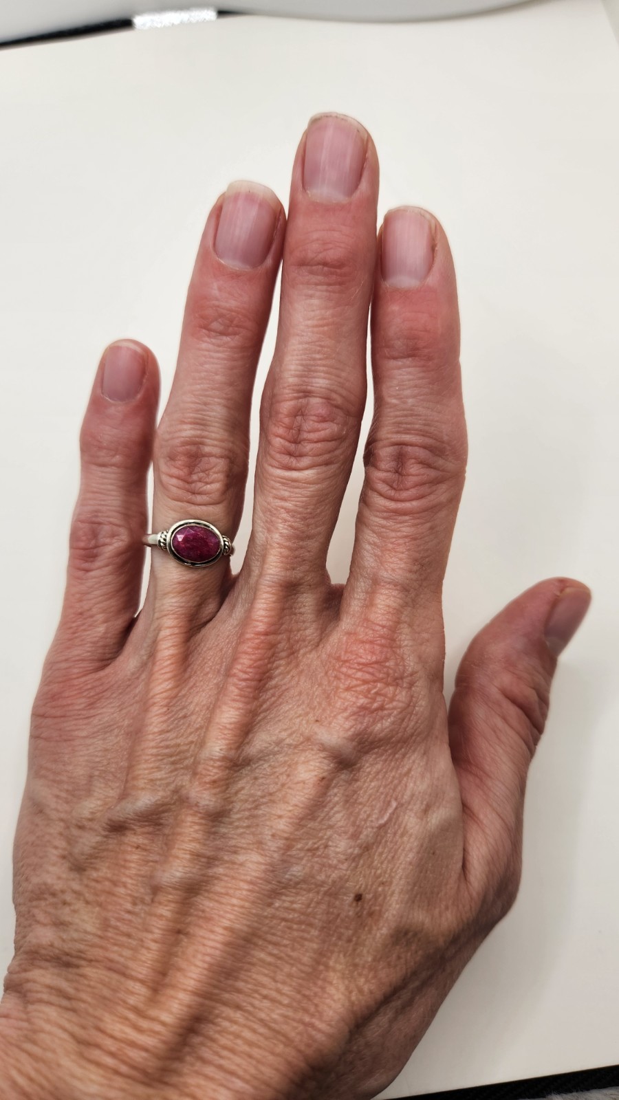 Sterling Silver 925 Rough Cut Ruby Ring Size 4.5 - image 5