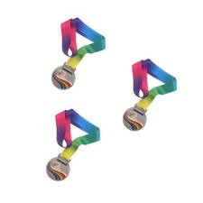3pcs Swimming Silver Medal: Medals with Neck Ribbons - Participation Winner