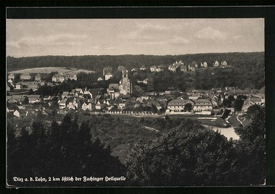 Diez a. d. L., Panorama vom Berg gesehen, Ansichtskarte 