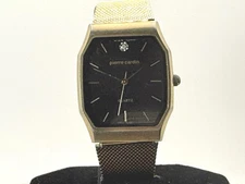 Pierre Cardin Quartz Gold Tone Rectangular Black Dial Dress Watch 28mm case