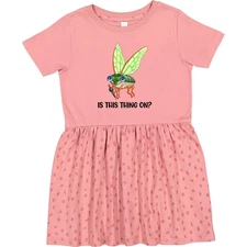 Inktastic Is This Thing On? Cute Cicada With Microphone Toddler Dress Animals