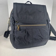 Travelon Anti Theft Signature Backpack Black RFID Blocking Locking Zippers EUC