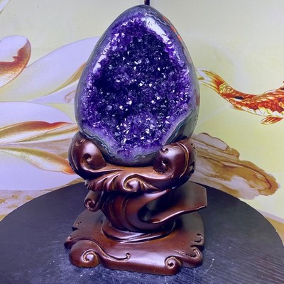 9.9LB Natural rare amethyst Dinosaur EGG Quartz Crystal Specimen healing+stand
