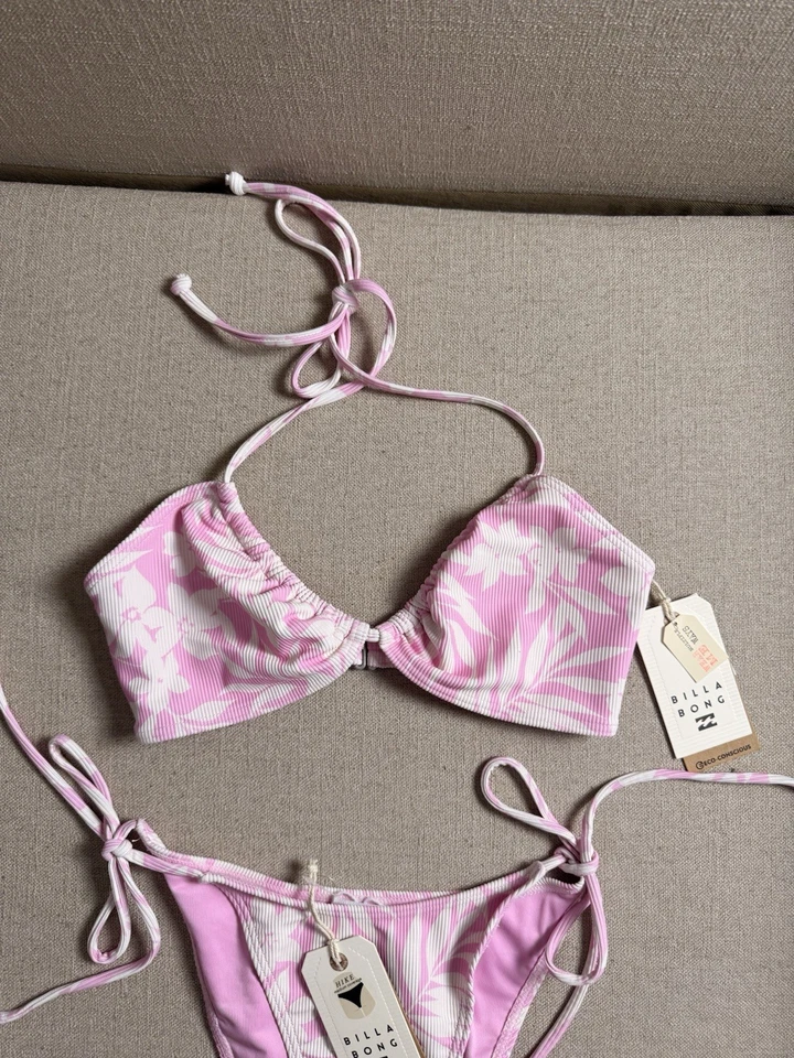 NEUF AVEC ÉTIQUETTE set bikini Billabong rose, taille M NEW WITH TAG - Photo 3/4