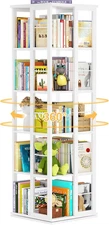 Aheaplus Rotating Bookshelf, Corner Bookcase, 360 Display Wood Spinning Bookshel