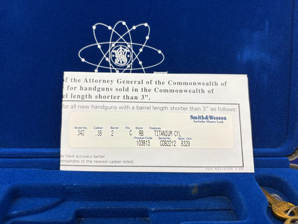 Smith & Wesson Model 342 AirLite Ti Titanium Case with Papers & Inserts OEM - Image 4 of 4