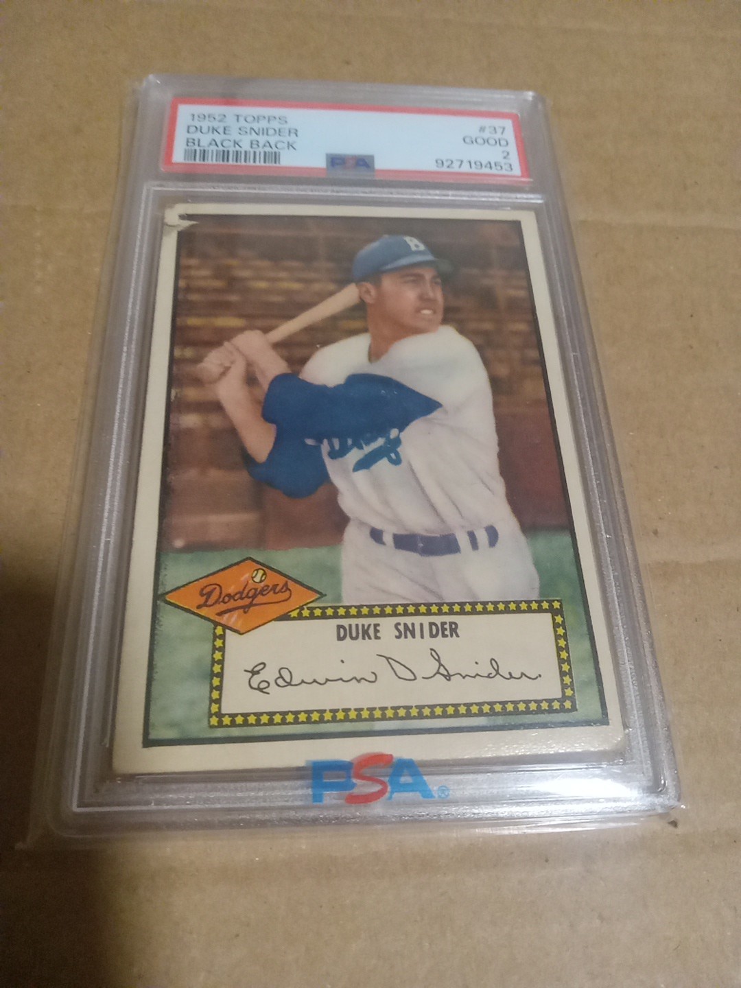 1952 Topps - Duke Snider #37 Black Back PSA 2