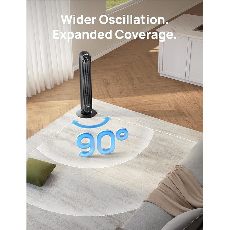 Smart WiFi Bladeless Floor Fan Remote Control Oscillating Timer Quiet Airflow US